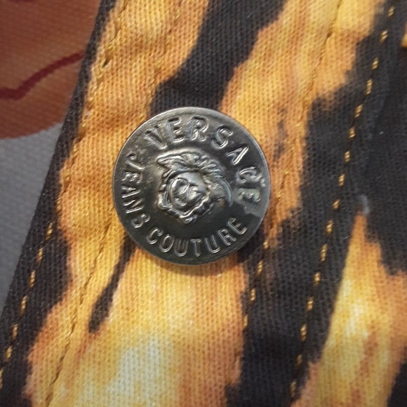 RARE!! Vintage VERSACE JEANS COUTURE LOGO JACKET Sm Leopard Denim - Van Halen! - Picture 4 of 9